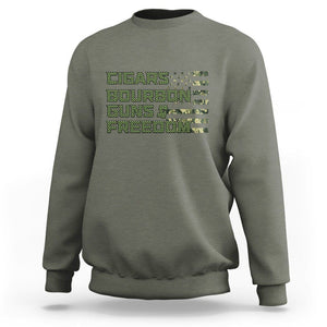 Cigars Bourbon Guns Freedom American Flag Sweatshirt TS09 Military Green Print Your Wear