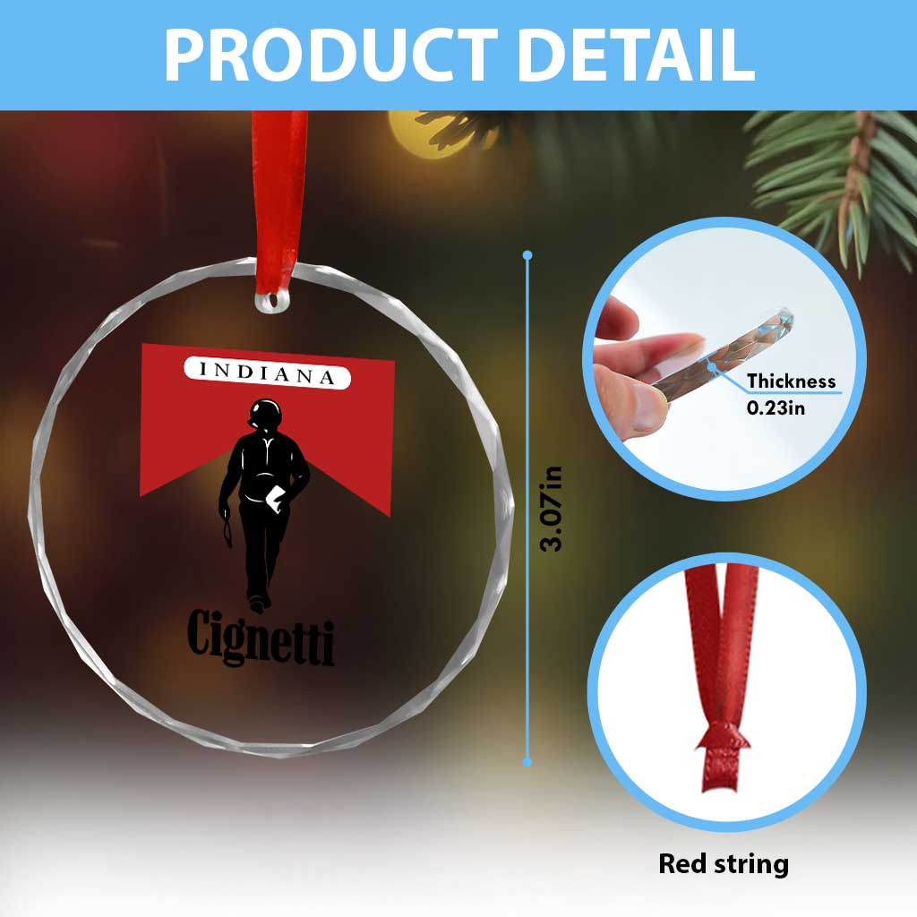 Cignetti Walking Retro Red Box Crystal Glass Ornament Indiana Game Day Sports Fan TS02 Print Your Wear