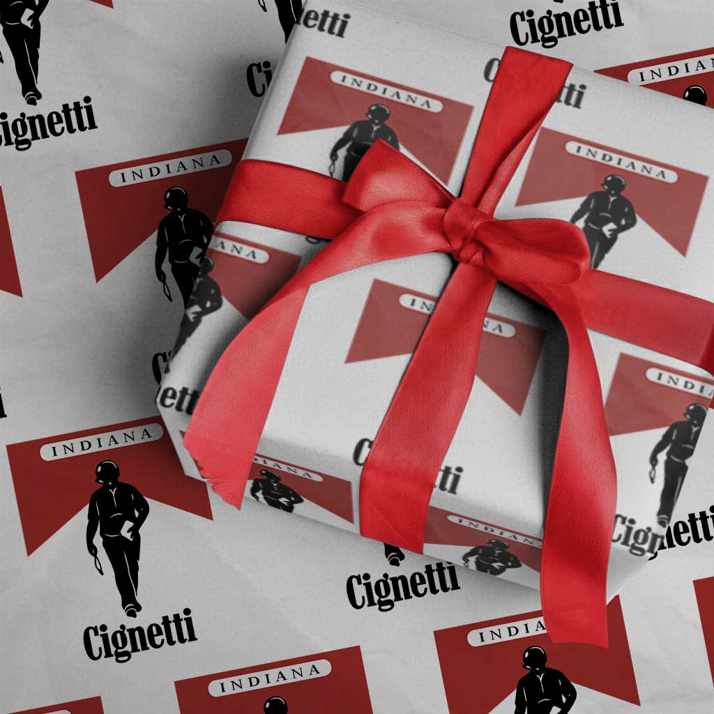 Cignetti Walking Retro Red Box Wrapping Paper Roll Indiana Game Day Sports Fan TS02 White Print Your Wear