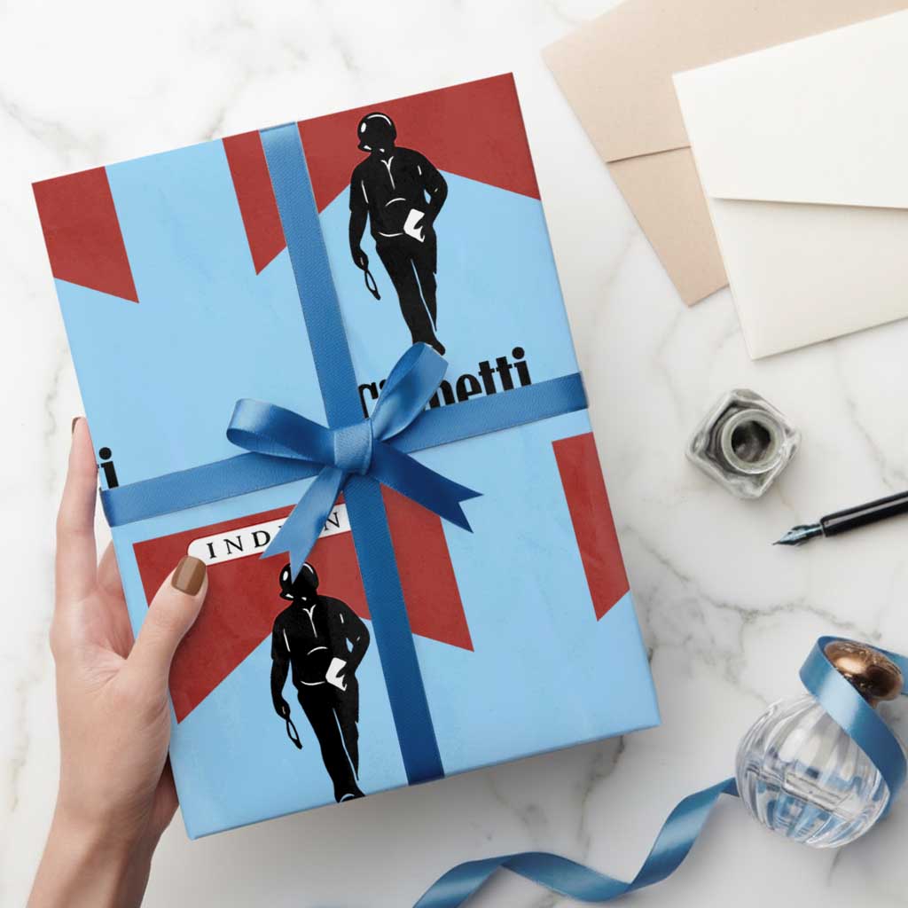Cignetti Walking Retro Red Box Wrapping Paper Roll Indiana Game Day Sports Fan TS02 Light Blue Print Your Wear