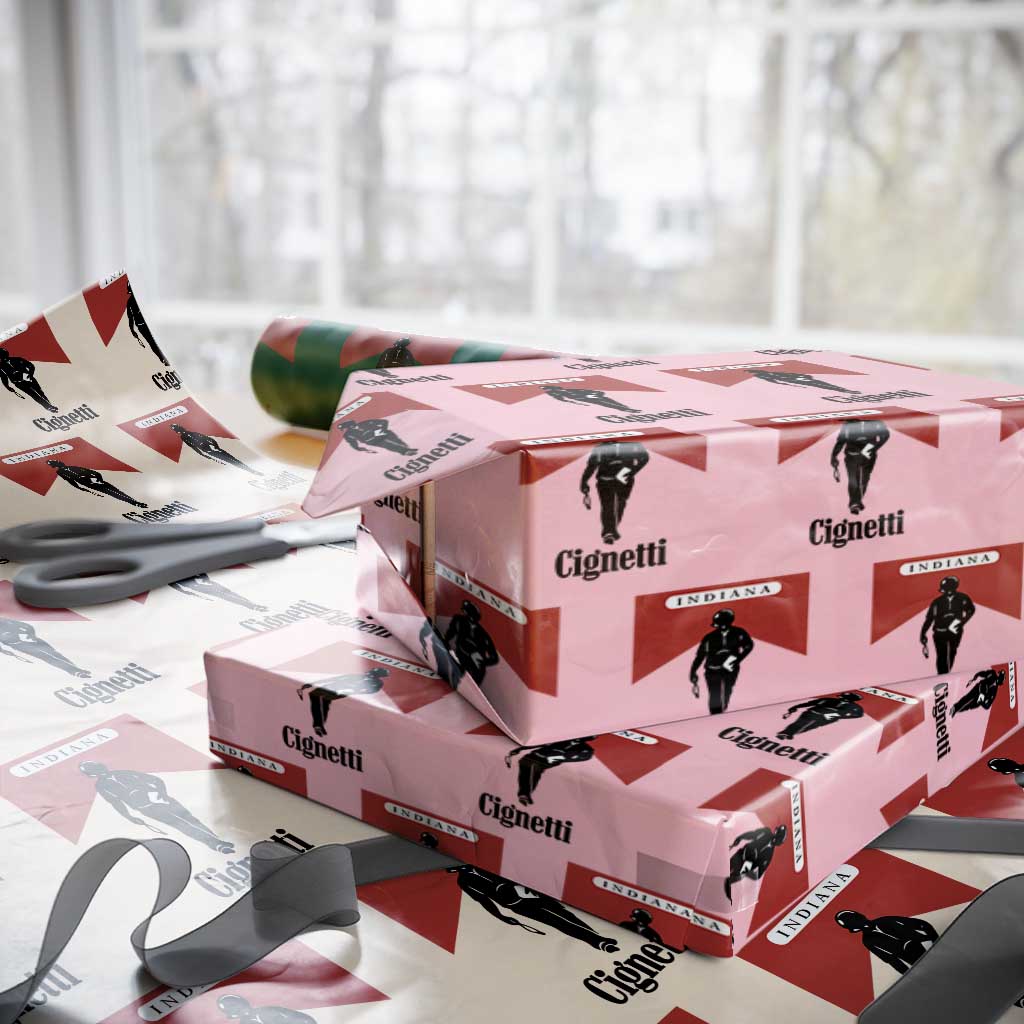 Cignetti Walking Retro Red Box Wrapping Paper Roll Indiana Game Day Sports Fan TS02 Light Pink Print Your Wear