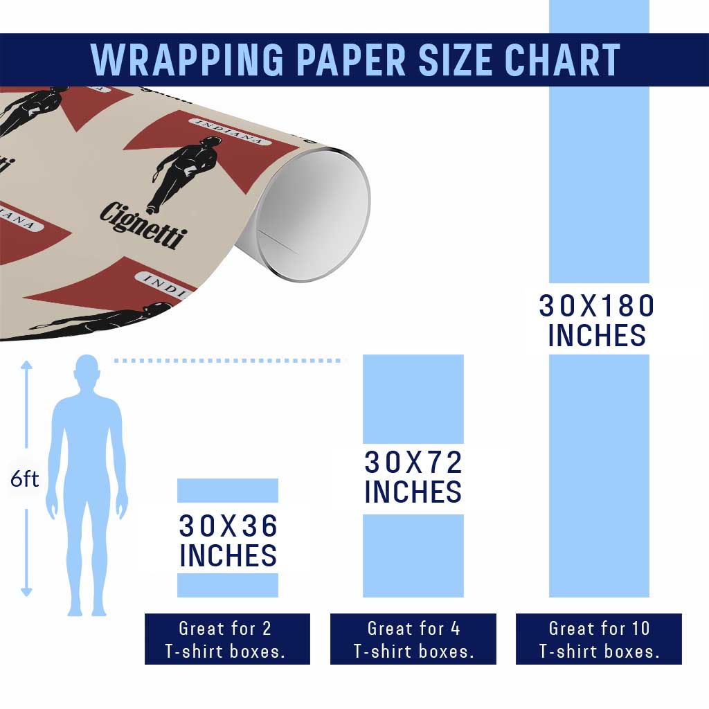 Cignetti Walking Retro Red Box Wrapping Paper Roll Indiana Game Day Sports Fan TS02 Print Your Wear