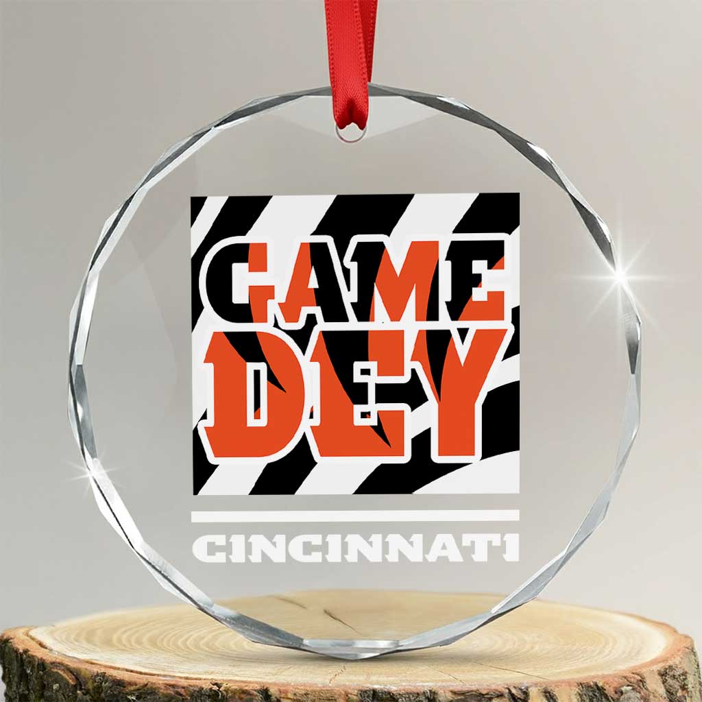 Cincinnati Crystal Glass Ornament Retro Vintage Game Dey White Stripes TS10 Transparent Glass 3'' Circle Print Your Wear