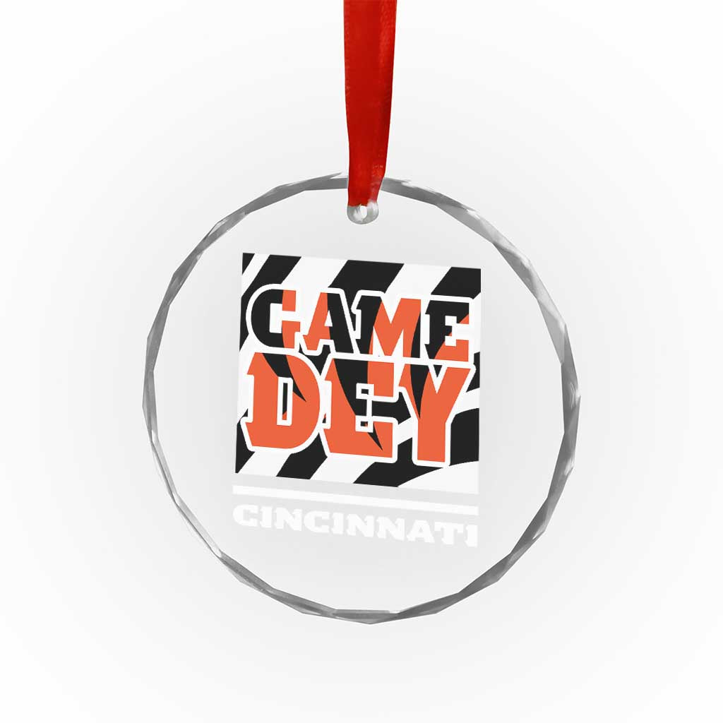 Cincinnati Crystal Glass Ornament Retro Vintage Game Dey White Stripes TS10 Transparent Glass 3'' Circle Print Your Wear