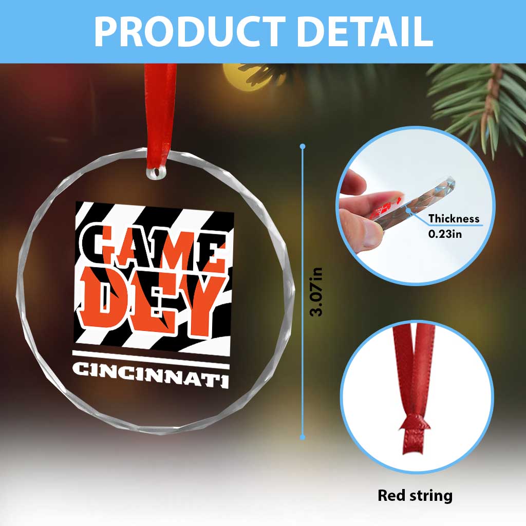 Cincinnati Crystal Glass Ornament Retro Vintage Game Dey White Stripes TS10 Print Your Wear