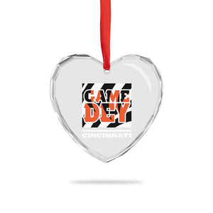 BFT Game Day Heart Crystal Glass Ornament Retro Vintage Game Dey White Stripes TS10 Print Your Wear