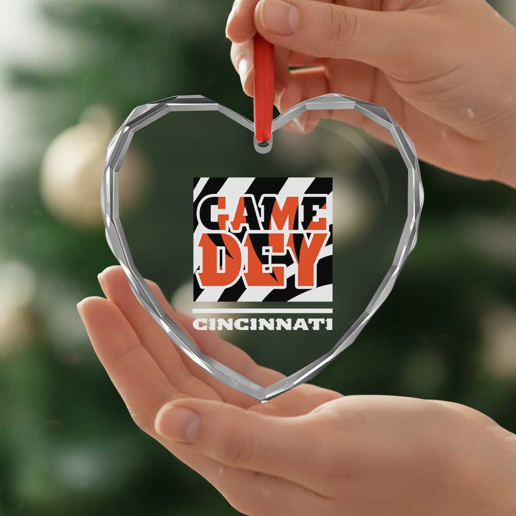 BFT Game Day Heart Crystal Glass Ornament Retro Vintage Game Dey White Stripes TS10 Print Your Wear