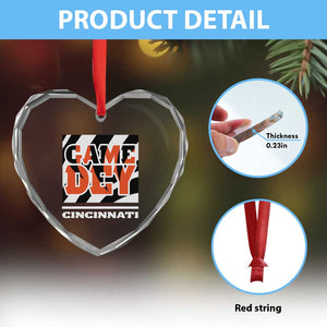 BFT Game Day Heart Crystal Glass Ornament Retro Vintage Game Dey White Stripes TS10 Print Your Wear