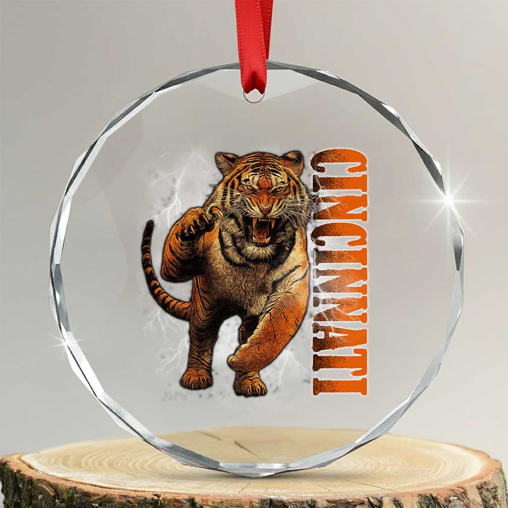 Cincinnati Tiger Crystal Glass Ornament Bootleg Vintage TS10 Transparent Glass 3'' Circle Print Your Wear