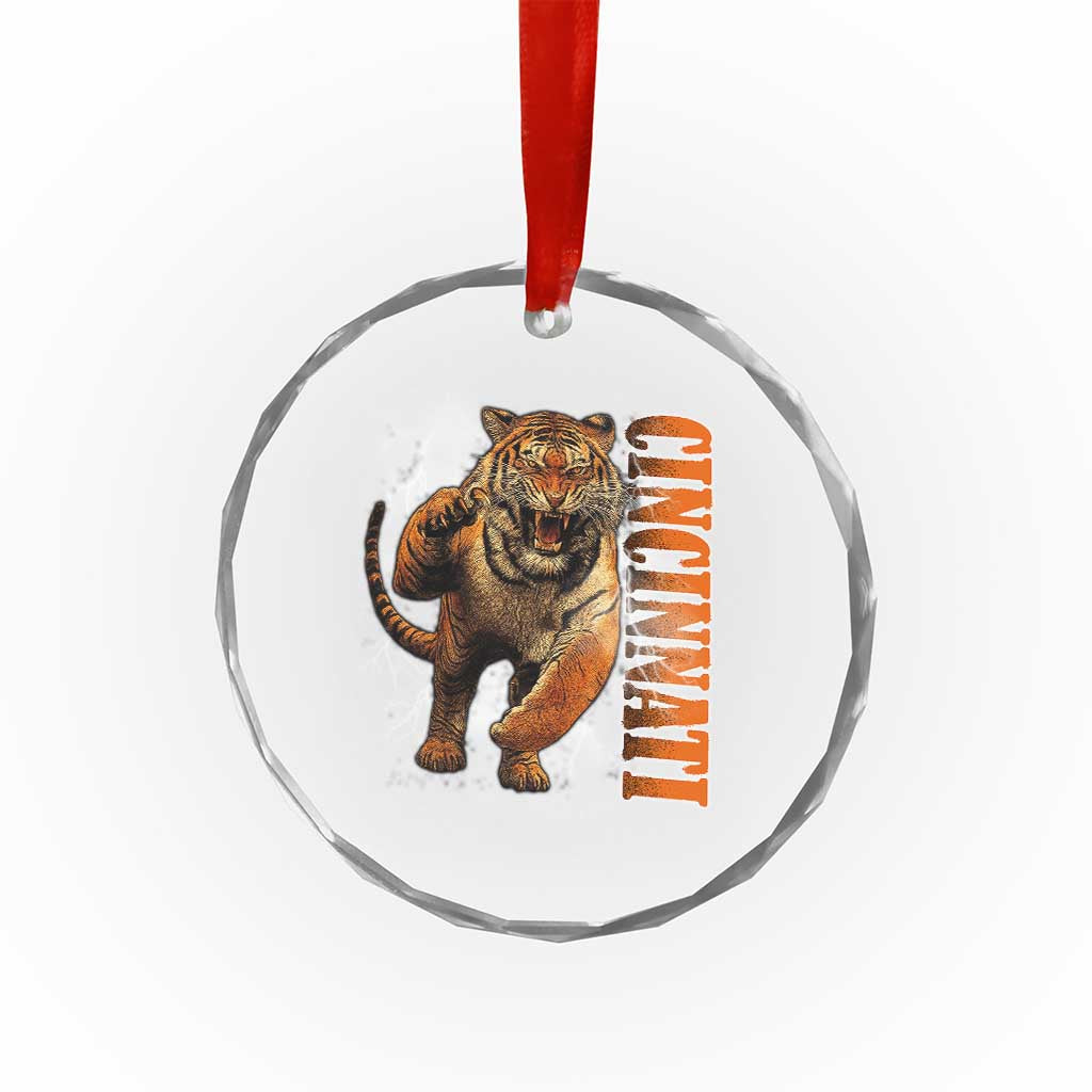Cincinnati Tiger Crystal Glass Ornament Bootleg Vintage TS10 Transparent Glass 3'' Circle Print Your Wear