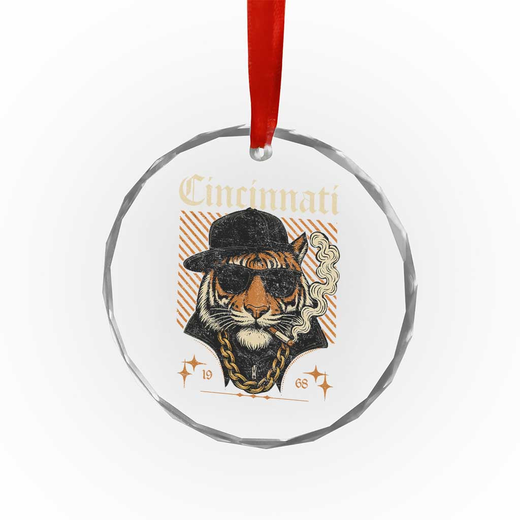 Cincinnati Tiger Crystal Glass Ornament Retro Vintage Mascot Sports Fan TS10 Transparent Glass 3'' Circle Print Your Wear