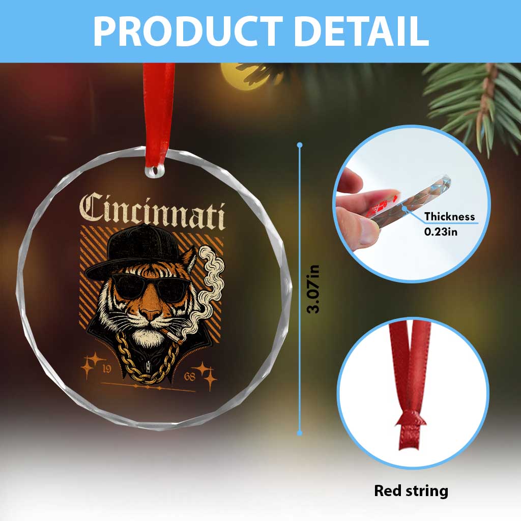 Cincinnati Tiger Crystal Glass Ornament Retro Vintage Mascot Sports Fan TS10 Print Your Wear