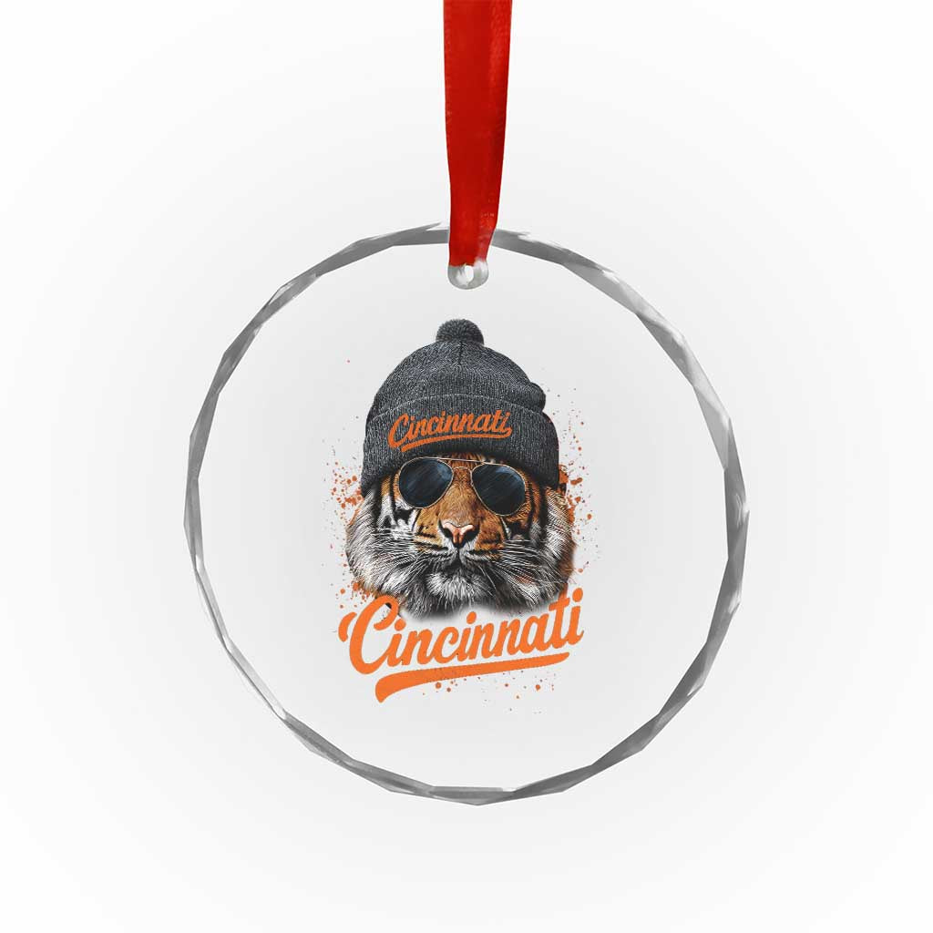 Cincinnati Tiger Crystal Glass Ornament Retro Vintage Watercolors Sport TS10 Transparent Glass 3'' Circle Print Your Wear