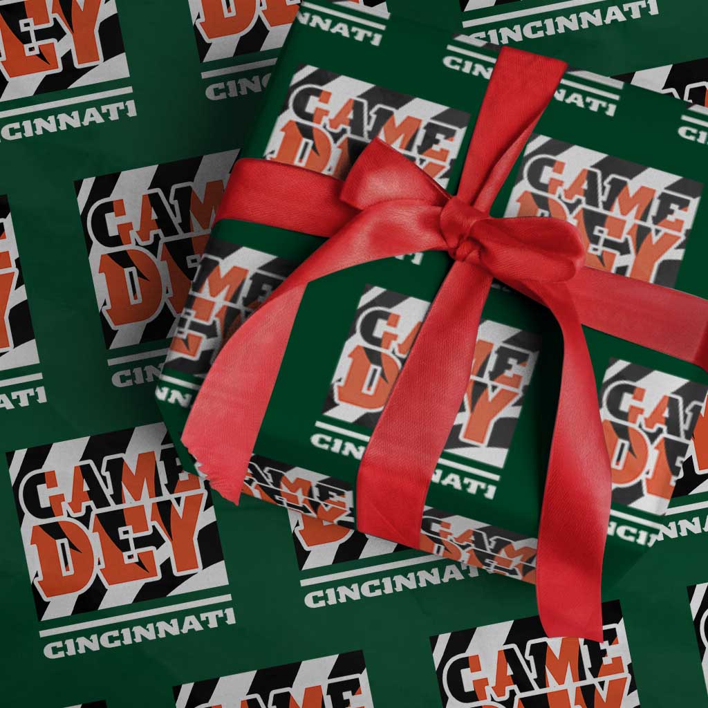 BFT Game Day Wrapping Paper Roll Retro Vintage Game Dey White Stripes TS10 Green Print Your Wear