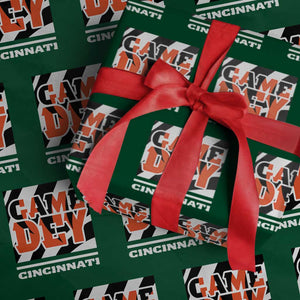 BFT Game Day Wrapping Paper Roll Retro Vintage Game Dey White Stripes TS10 Green Print Your Wear