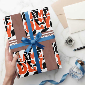 BFT Game Day Wrapping Paper Roll Retro Vintage Game Dey White Stripes TS10 Mocha Print Your Wear