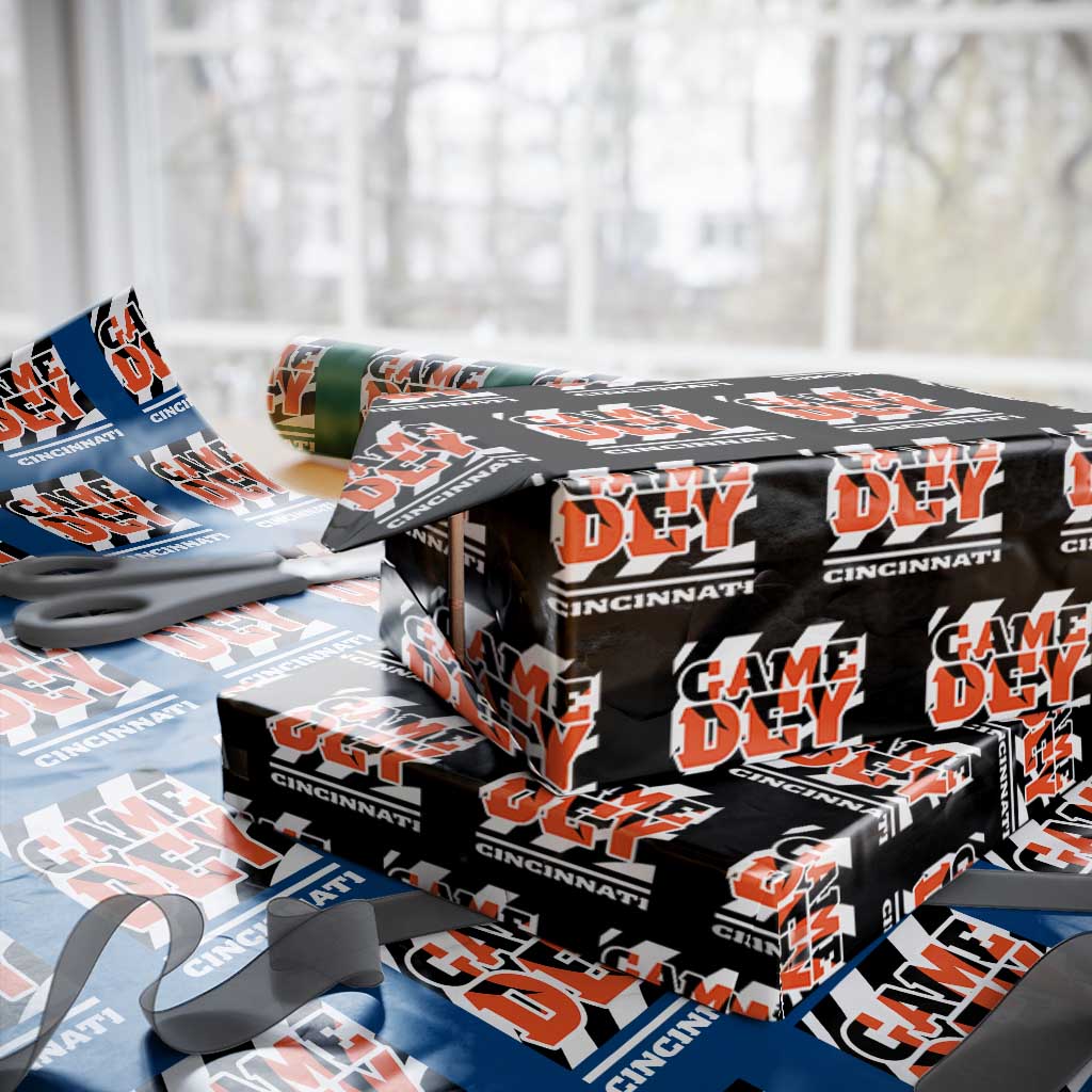 BFT Game Day Wrapping Paper Roll Retro Vintage Game Dey White Stripes TS10 Black Print Your Wear
