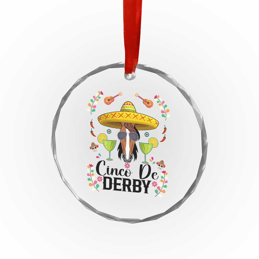 Cinco De Derby Funny Horse Racing Fiesta Crystal Glass Ornament Mexican Sombrero and Margarita Horse Lover TS02 Print Your Wear