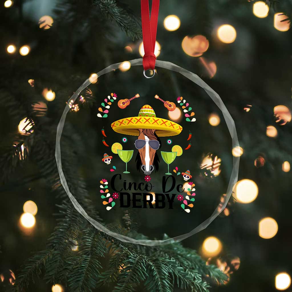 Cinco De Derby Funny Horse Racing Fiesta Crystal Glass Ornament Mexican Sombrero and Margarita Horse Lover TS02 Print Your Wear