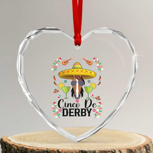 Cinco De Derby Funny Horse Racing Fiesta Heart Crystal Glass Ornament Mexican Sombrero and Margarita Horse Lover TS02 Transparent Glass 3'' Heart Print Your Wear