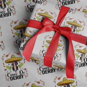 Cinco De Derby Funny Horse Racing Fiesta Wrapping Paper Roll Mexican Sombrero and Margarita Horse Lover TS02 White Print Your Wear