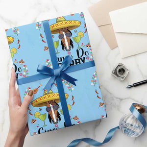 Cinco De Derby Funny Horse Racing Fiesta Wrapping Paper Roll Mexican Sombrero and Margarita Horse Lover TS02 Light Blue Print Your Wear