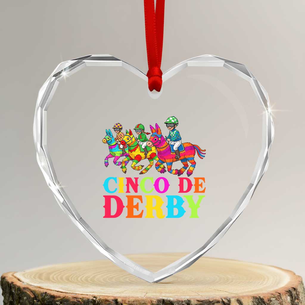 Cinco De Derby Heart Crystal Glass Ornament Funny Mexican Derby Pinata Horse Race TS11 Transparent Glass 3'' Heart Print Your Wear