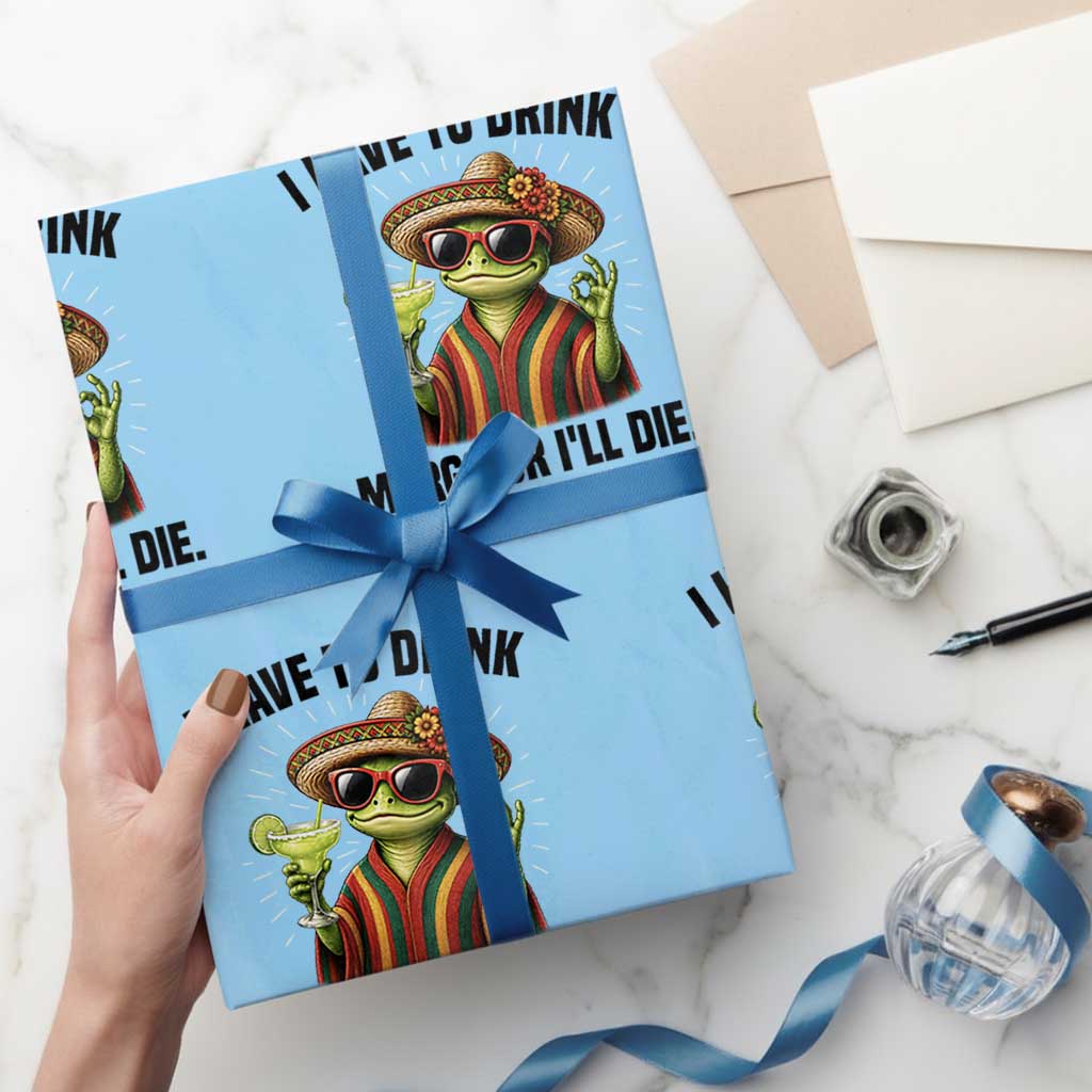 Cinco De Drinko Margarita Wrapping Paper Roll Funny Drinking Lizard Cinco De Mayo Fiesta TS14 Light Blue Print Your Wear
