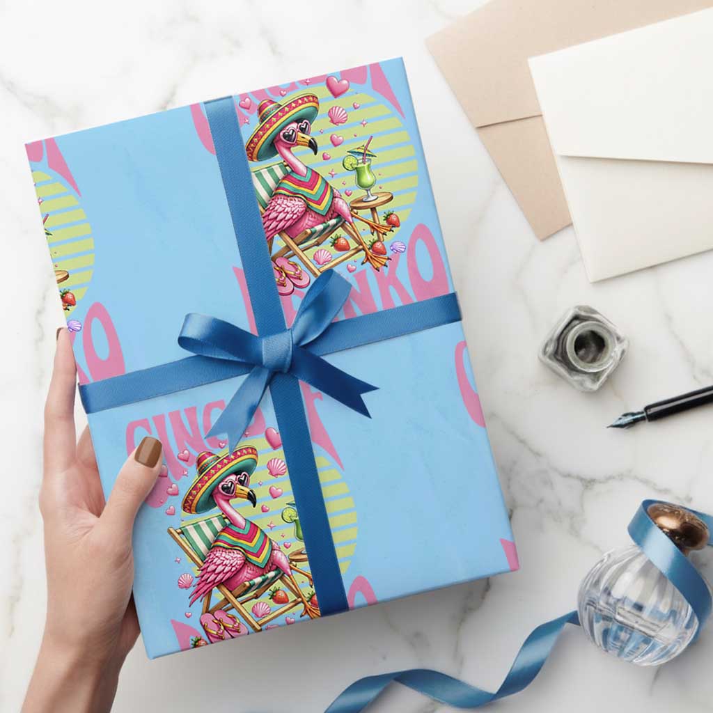 Cinco De Drinko Margarita Wrapping Paper Roll Funny Flamingo Fiesta TS14 Light Blue Print Your Wear