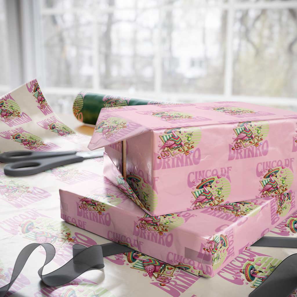 Cinco De Drinko Margarita Wrapping Paper Roll Funny Flamingo Fiesta TS14 Light Pink Print Your Wear