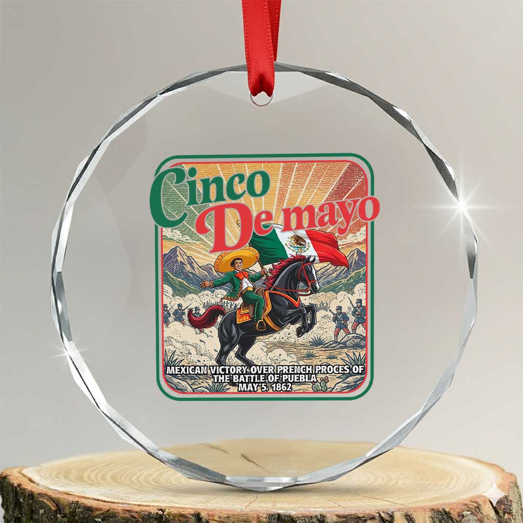 Cinco de Mayo Battle of Puebla Crystal Glass Ornament Mexican Victory History 1862 TS14 Transparent Glass 3'' Circle Print Your Wear