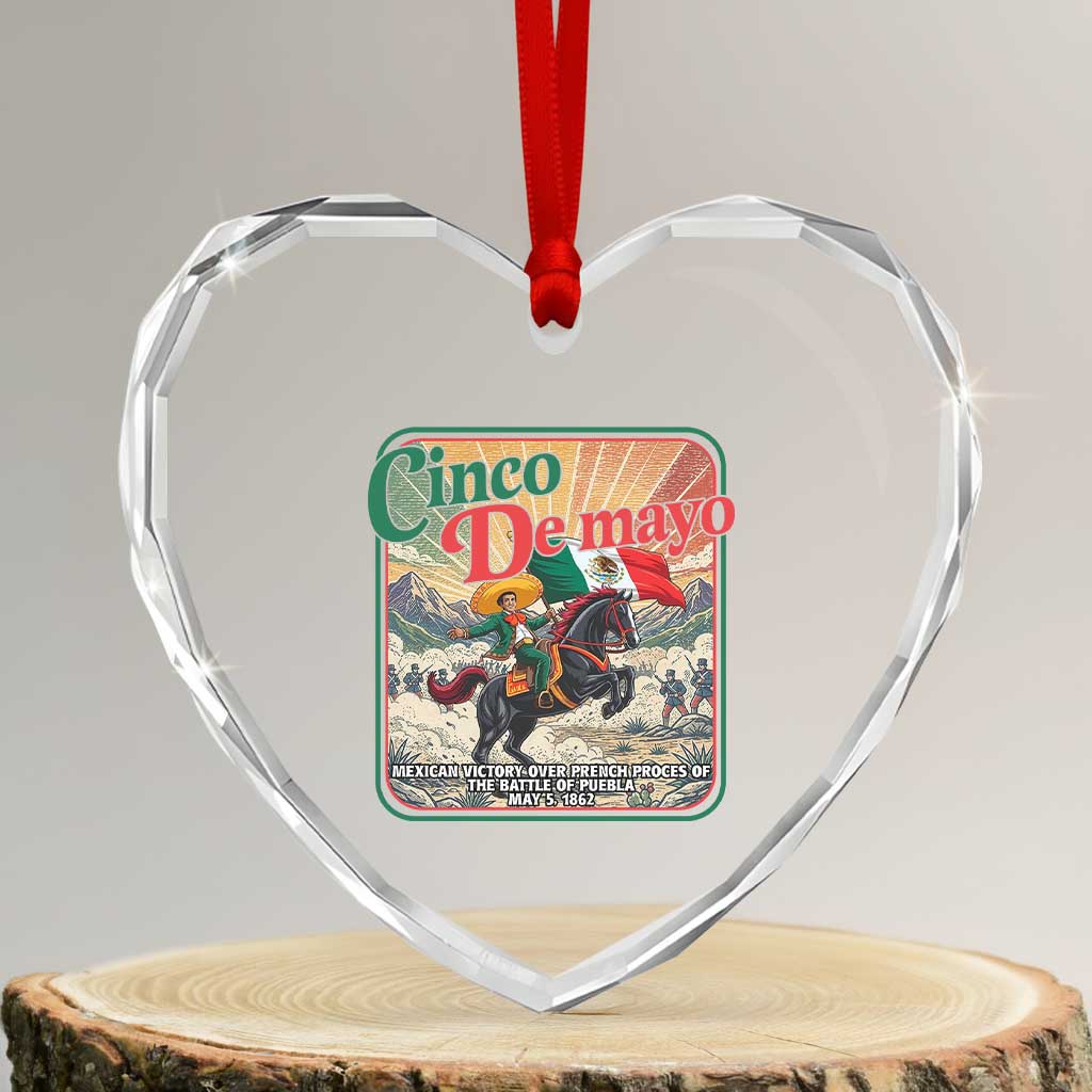 Cinco de Mayo Battle of Puebla Heart Crystal Glass Ornament Mexican Victory History 1862 TS14 Transparent Glass 3'' Heart Print Your Wear