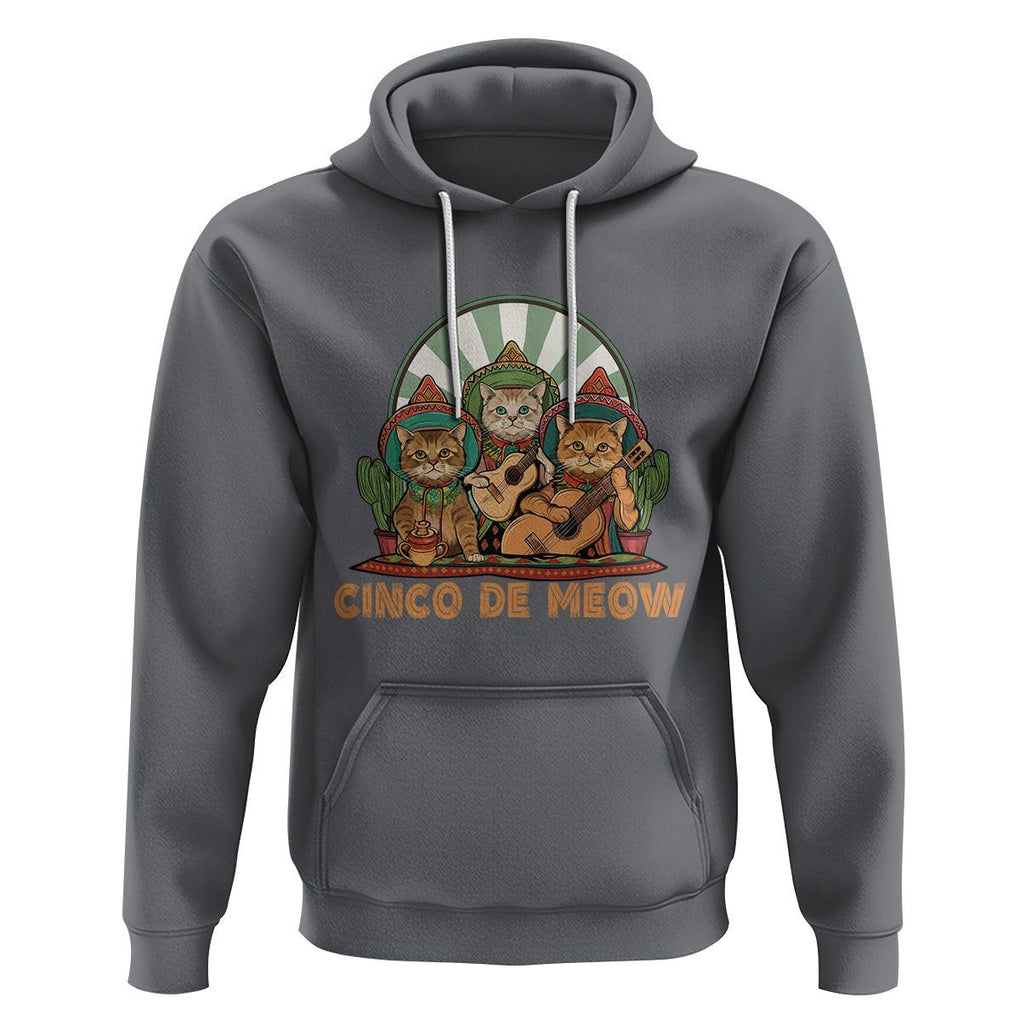 Cinco De Mayo Cat Lover Hoodie Cute Mexican Cat Mariachi Cinco De Meow TS09 Charcoal Printyourwear