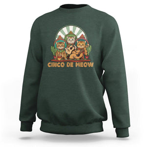 Cinco De Mayo Cat Lover Sweatshirt Cute Mexican Cat Mariachi Cinco De Meow TS09 Dark Forest Green Printyourwear