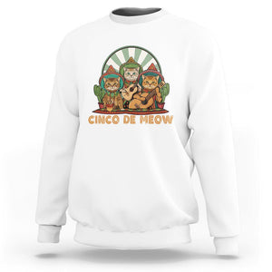 Cinco De Mayo Cat Lover Sweatshirt Cute Mexican Cat Mariachi Cinco De Meow TS09 White Printyourwear
