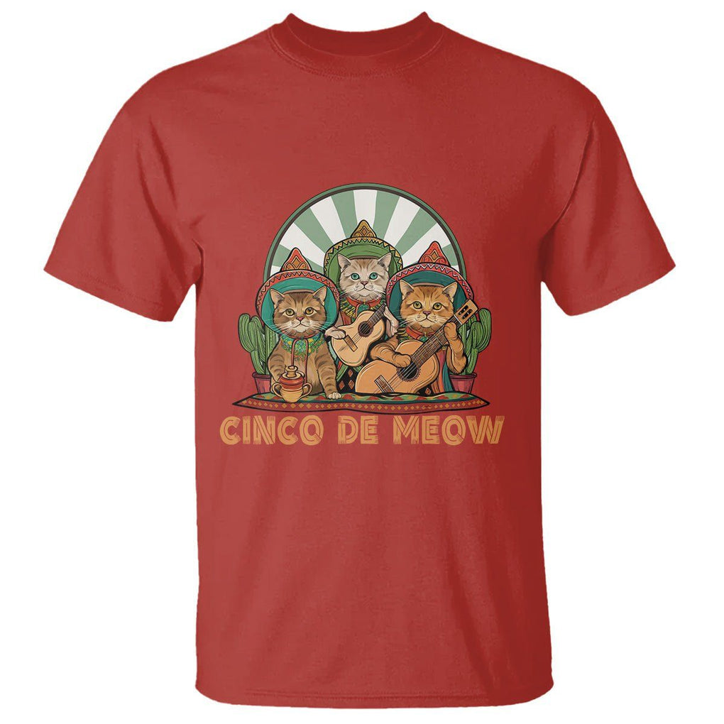 Cinco De Mayo Cat Lover T Shirt Cute Mexican Cat Mariachi Cinco De Meow TS09 Red Printyourwear