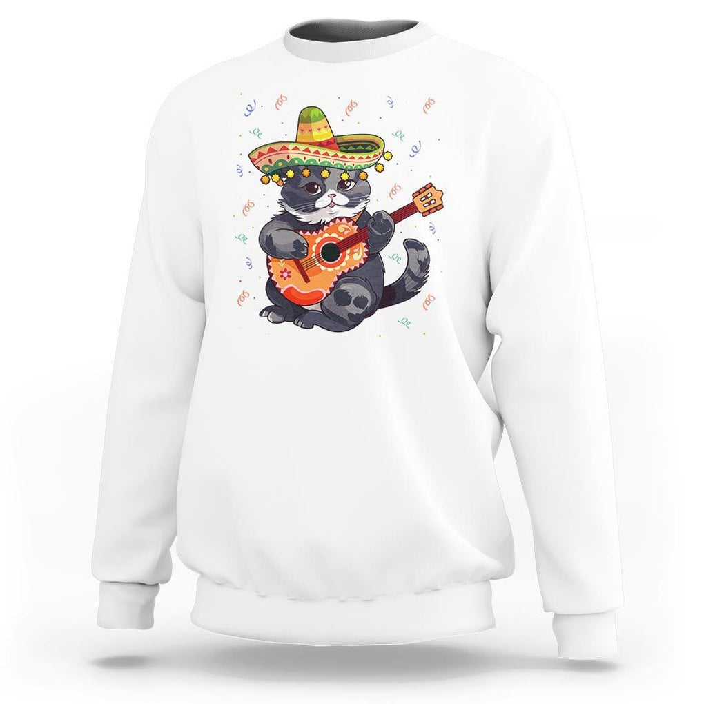 Cinco De Mayo Cat Sweatshirt Playing Huichoi Cute Sombrero Hat TS11 White Print Your Wear