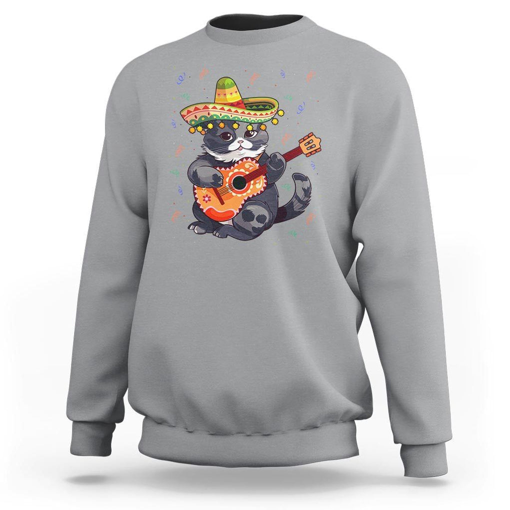 Cinco De Mayo Cat Sweatshirt Playing Huichoi Cute Sombrero Hat TS11 Sport Gray Print Your Wear