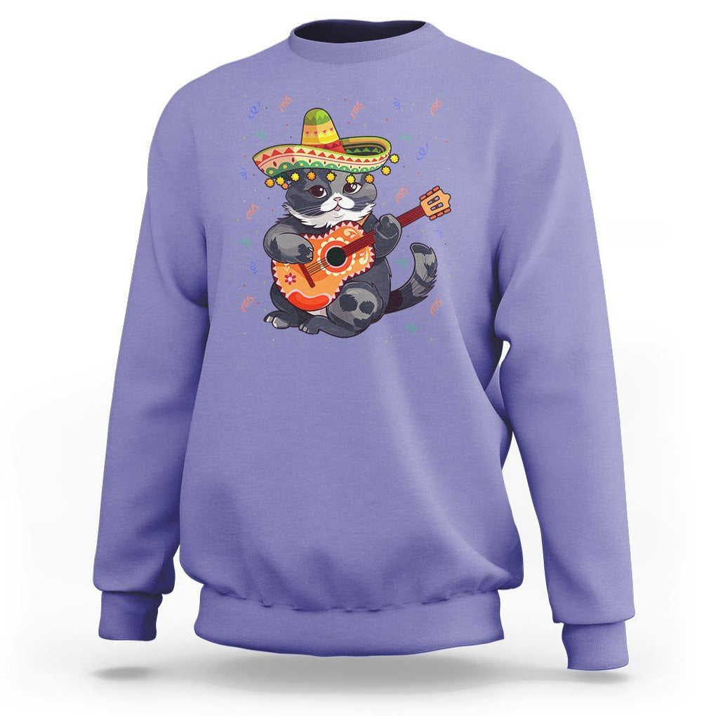 Cinco De Mayo Cat Sweatshirt Playing Huichoi Cute Sombrero Hat TS11 Violet Print Your Wear