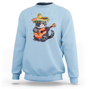 Cinco De Mayo Cat Sweatshirt Playing Huichoi Cute Sombrero Hat TS11 Light Blue Print Your Wear