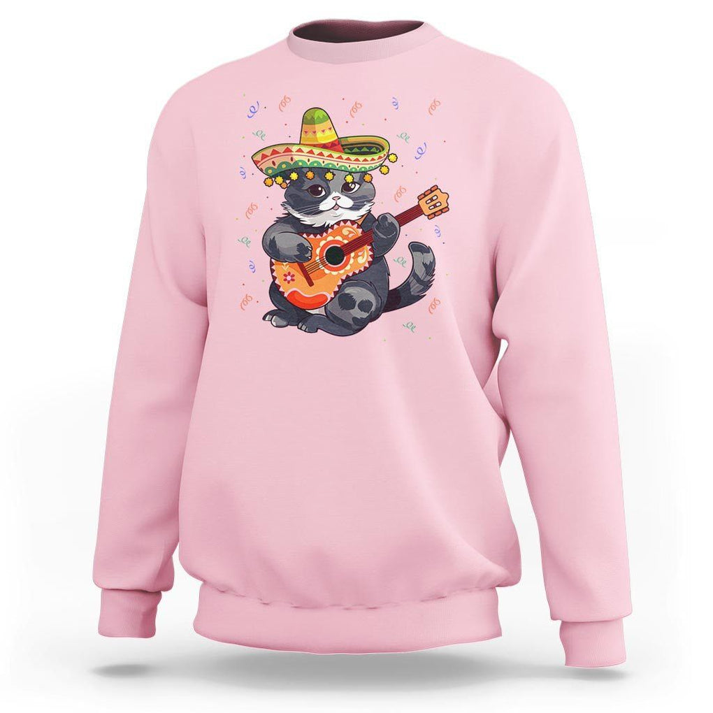 Cinco De Mayo Cat Sweatshirt Playing Huichoi Cute Sombrero Hat TS11 Light Pink Print Your Wear