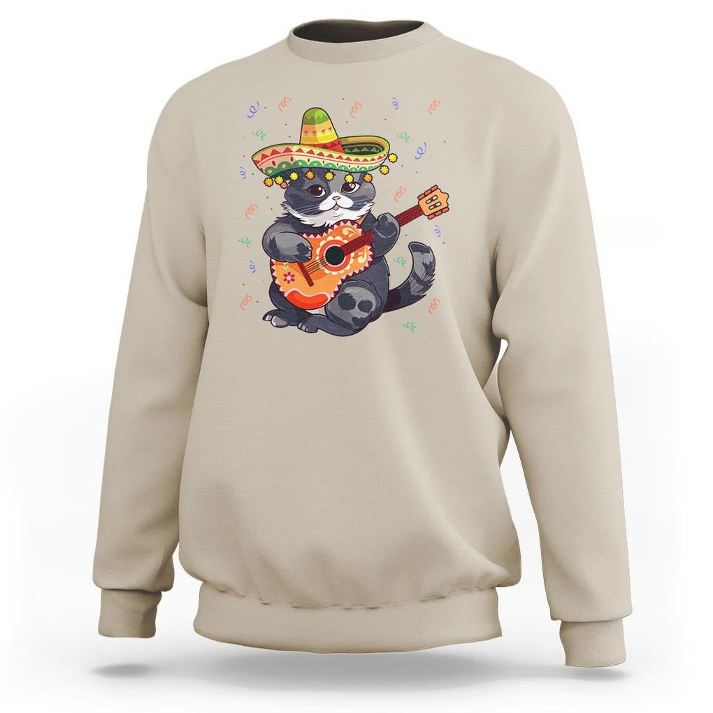 Cinco De Mayo Cat Sweatshirt Playing Huichoi Cute Sombrero Hat TS11 Sand Print Your Wear