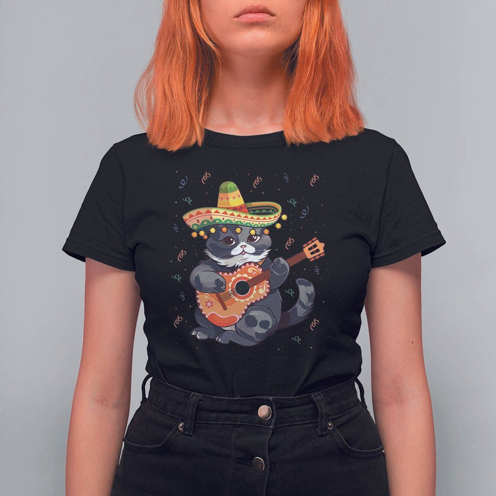 Cinco De Mayo Cat T Shirt For Women Playing Huichoi Cute Sombrero Hat TS11 Black Print Your Wear
