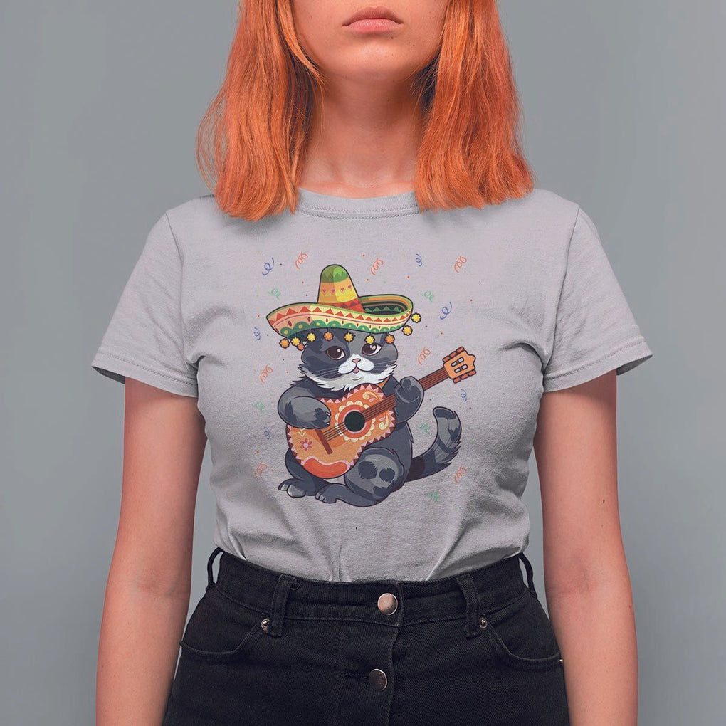 Cinco De Mayo Cat T Shirt For Women Playing Huichoi Cute Sombrero Hat TS11 Ice Gray Print Your Wear