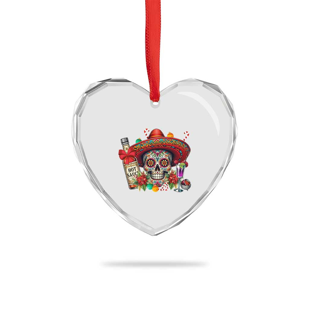 Cinco De Mayo Christmas Heart Crystal Glass Ornament Mexican Sugar Skull Sombrero Tequila Party TS14 Print Your Wear