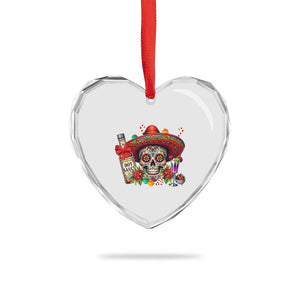 Cinco De Mayo Christmas Heart Crystal Glass Ornament Mexican Sugar Skull Sombrero Tequila Party TS14 Print Your Wear