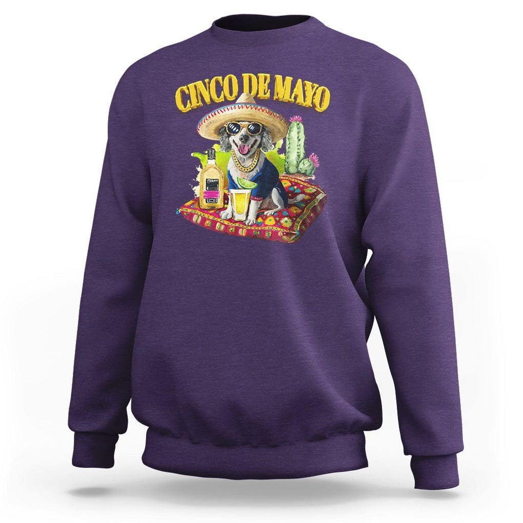 Cinco De Mayo Dog Lover Sweatshirt Funny Cool Dog Mexican Sombrero Drinking Tequila TS09 Purple Printyourwear
