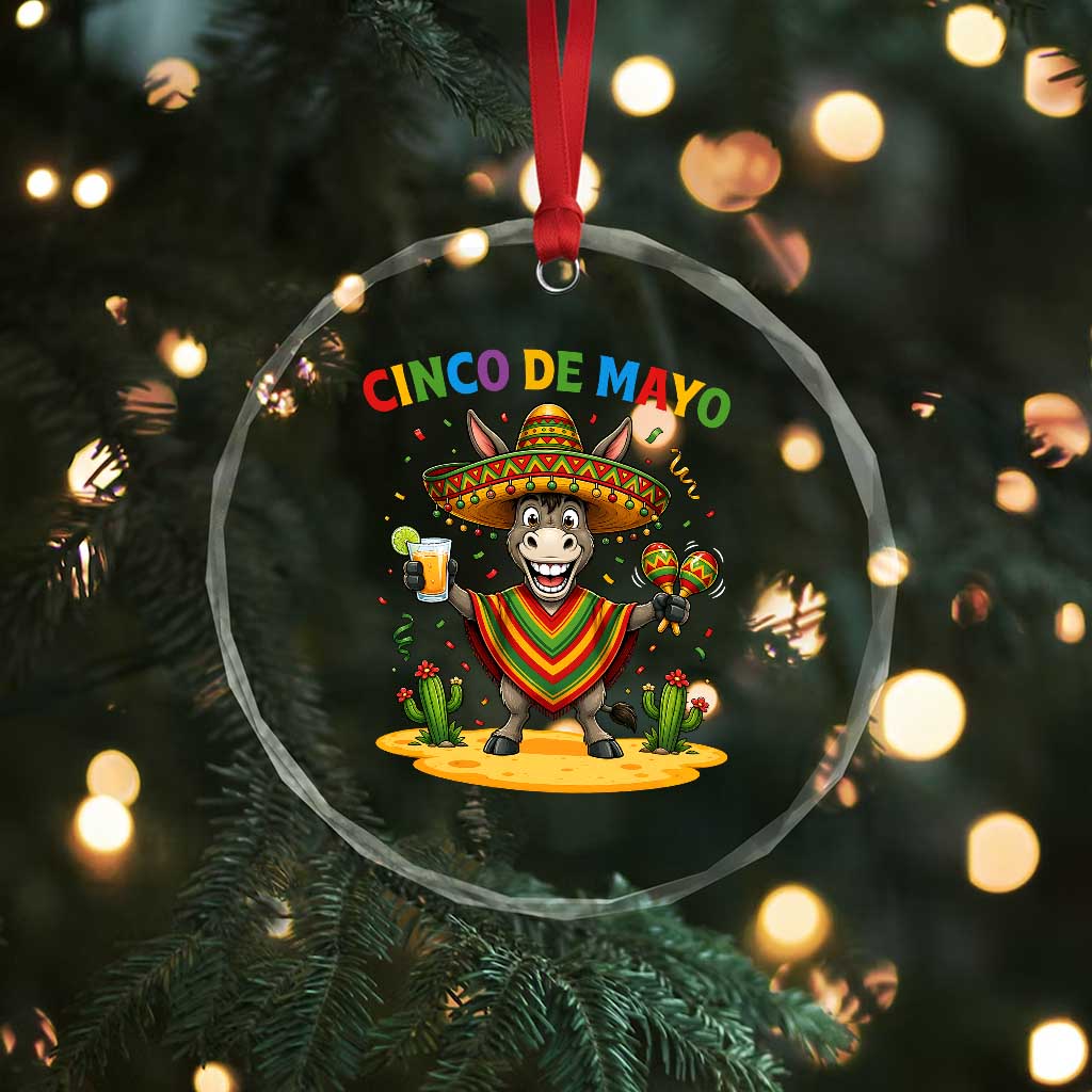 Cinco de Mayo Donkey Mexican Fiesta Crystal Glass Ornament TS14 Print Your Wear