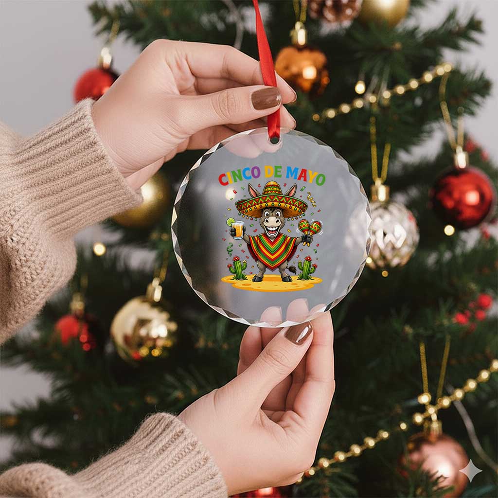 Cinco de Mayo Donkey Mexican Fiesta Crystal Glass Ornament TS14 Print Your Wear