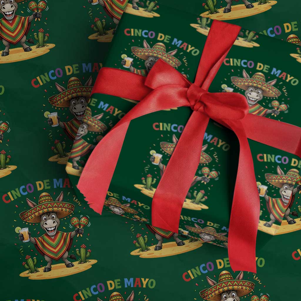 Cinco de Mayo Donkey Mexican Fiesta Wrapping Paper Roll TS14 Green Print Your Wear